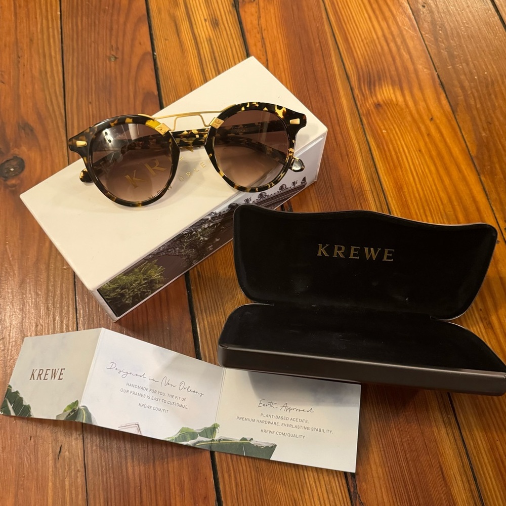 Krewe St Louis II Sunglasses Zulu 24K Tortoise EUC